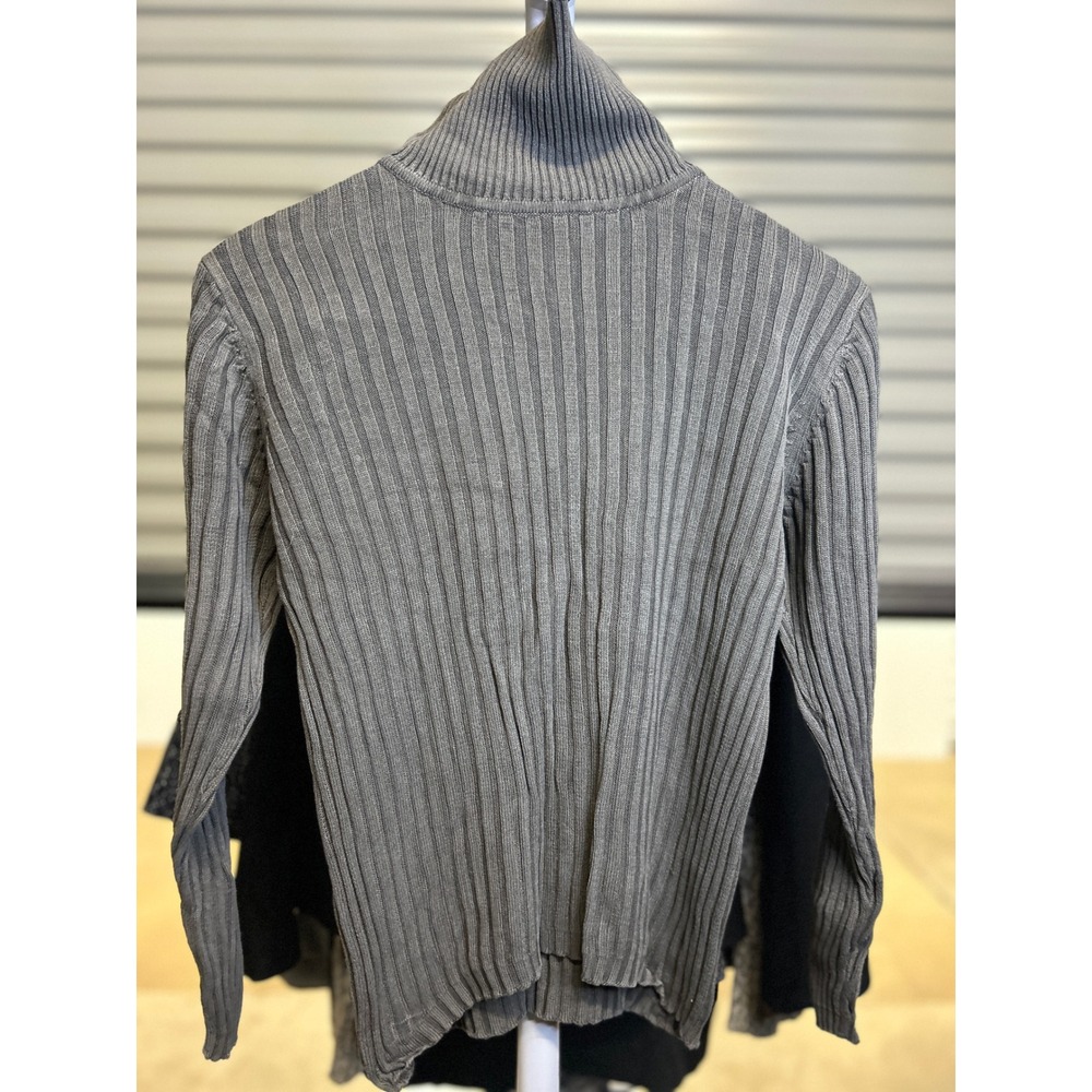Neiman Marcus Sweater Womens M Grey Silk Turtleneck Ribbed Knit Long Sleeve Top